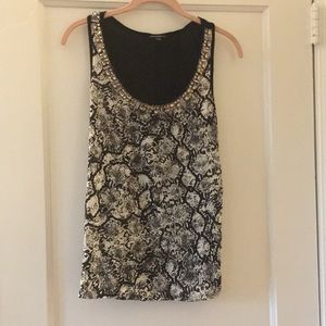 Express Black white print embellished tank sz s